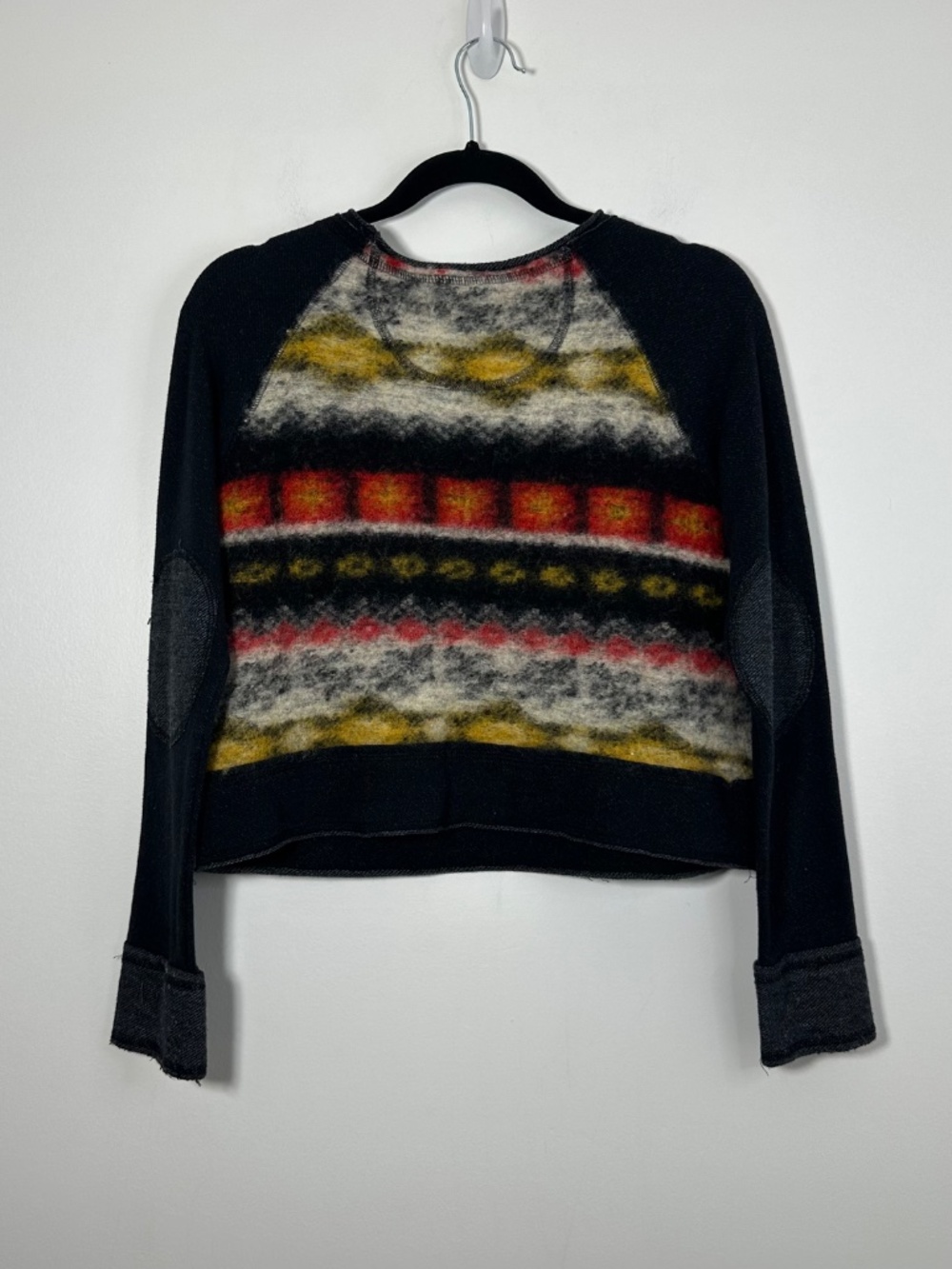 Dolan Free People Sz Small Heavy Knit Pieced Pullover Sweater Colorful Geometric - Picture 5 of 12